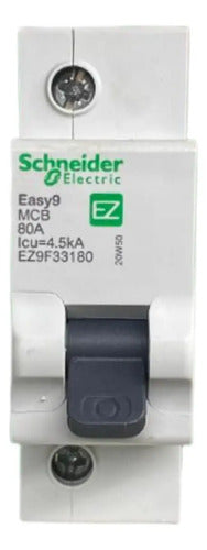 Disjuntor Termomagnético 1p 80a 400v Ez9f33180 Schneider 400v 50 60 Hz