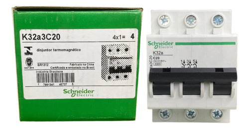 Disjuntor Termomagnetico 3p 20a K32a3c20 Schneider