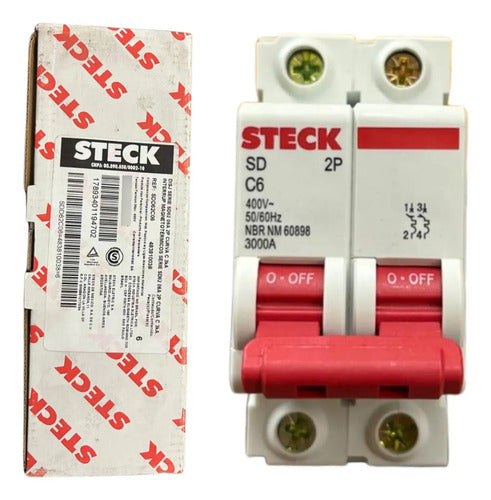 Disjuntor Bipolar Sdd62c06 6a Curva C Steck