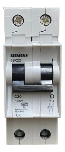 Disjuntor Termomagnético 2p 5sx2220-7 20a Curva C Siemens