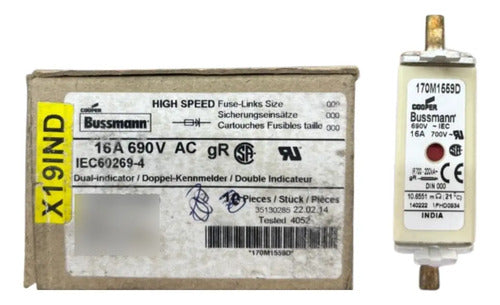 Kit Com 6: Fusíveis U/r 16a 690v Nh000 170m1559d Bussmann 690v