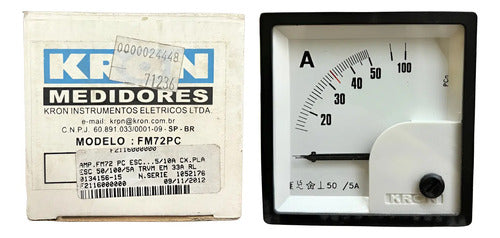 Amperimetro Fm72pc 72x72mm 50/100/5a Travamento Em 33a Kron