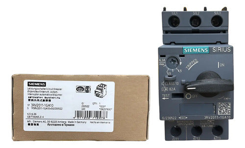 Disjuntor Motor 3rv2011-1ga10 4,5-6,3a Siemens - 50/60hz