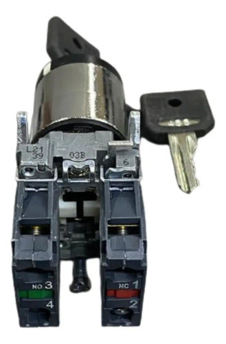 Chave Seletora Metalica Ø22mm 2 Pos Xb4bg45 Schneider Metal Cromado