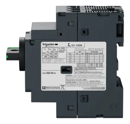 Disjuntor Motor Termomagnético Schneider Gv2p04 Para 690v 50 Hz X 60 Hz