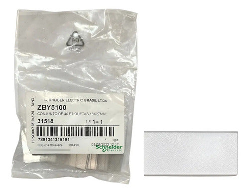 Conjunto De 40 Etiquetas 18x27mm Zby5100 Schneider Transparente Sem Gravação