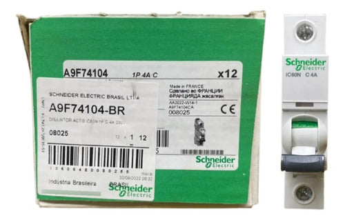 Disjuntor Acti9 Ic60n 1p 4a Curva C A9f74104 Schneider