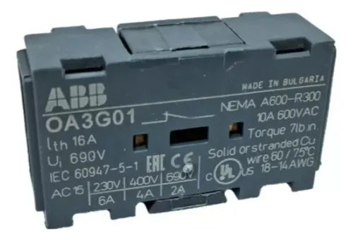 Bloco De Contato Auxiliar Abb 1nf Oa3g01 1sca022456r7410