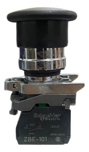 Botão Cogumelo Ø40mm Pt + Bloco 1na+1nf Xb4bc25 Schneider Preto -