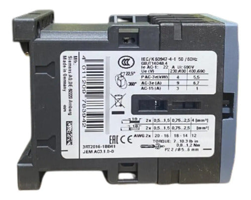 Contator Tripolar 9a 24vcc 1na 3rt2016-1bb41 Siemens 24vcc