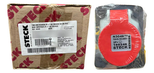 Tomada Emb N3049 2p+t 16a 380/440v 9h Vermelho Ip44 Steck Vermelho
