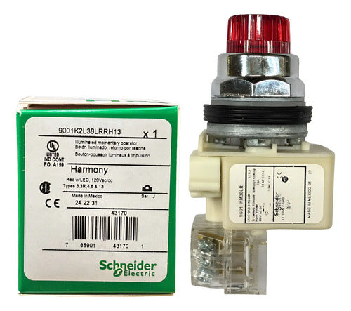 Botão 30mm Metálico Vermelho 9001k2l38lrrh13 Schneider Vermelho