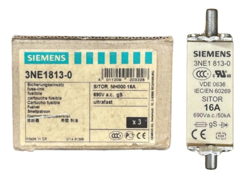 Elemento Fusível Sitor 3ne1813-0 16a Siemens 690v