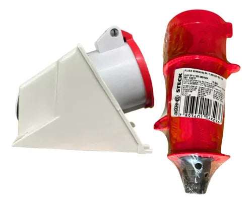 Kit Tomada N4206 + Plug N4276 32a 3p+t 380/440v 6h Vm Steck Vermelho