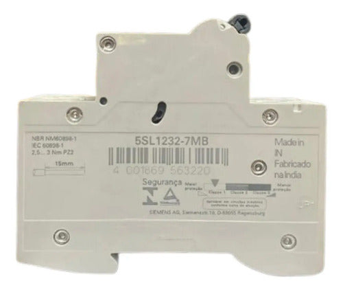 Disjuntor Bipolar 32a Curva C 5sl1232-7mb Siemens