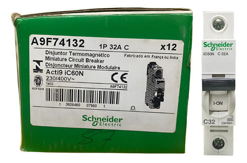 Disjuntor Acti9 Ic60n 1p 32a Curva C A9f74132 Schneider