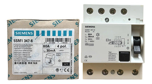 Interruptor Dr 4p 80a 30ma 5sm1347-6 Siemens Cinza