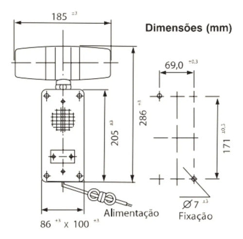 Alarme Audiovisual 100/201.bv 110/220vca 80db Ip54 Eaton Vermelho/amarelo