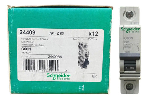 Disjuntor C60n C63 1x63a 24409 Schneider