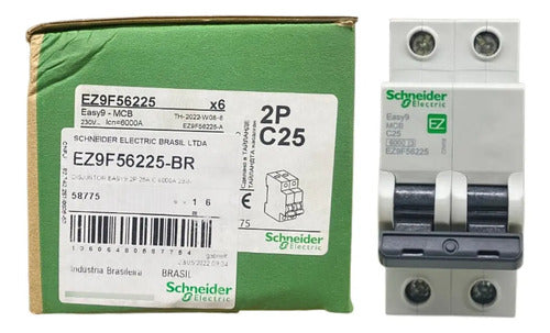 Disjuntor Easy9 2p 25a 6ka 400v Curva C Ez9f56225 Schneider