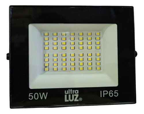 Kit 3 Refletores Led Branco Ultra 50w Ultraluz Bivolt 6500k 127/220v Preto Branco-frio