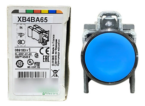 Botão Ø22mm Azul + Bloco 1na+1nf Xb4ba65 Schneider Azul -