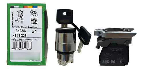 Chave Seletora Ø22mm Metálica, 2 Pos Na+nf Xb4bg25 Schneider Metal Cromado