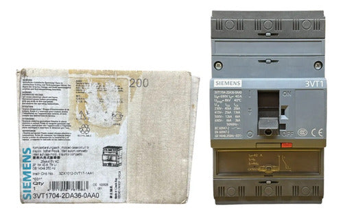 Disjuntor Tripolar 3vt1704-2da36-0aa0 40a Siemens