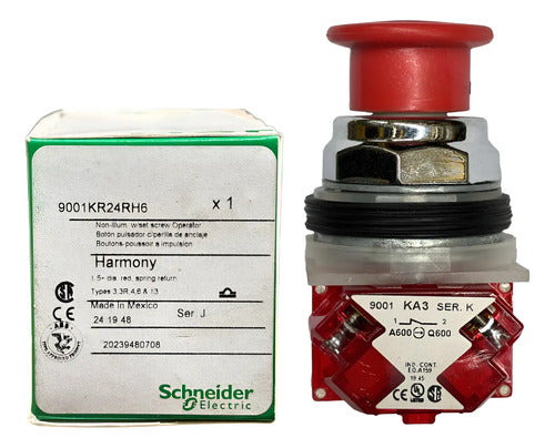 Botão 30mm Metálico 9001kr24rh6 Vermelho Schneider Vermelho -