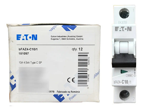 Kit Com 10: Disjuntor Unipolar Bfaz4-c10/1 10a 4,5ka Eaton