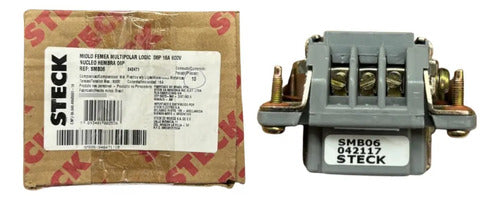 Kit C/ 2 Pçs: Miolo Femea Multipolar 6p 16a 600v Smb06 Steck Cinza