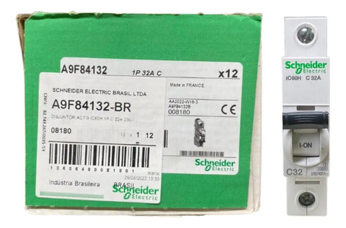 Disjuntor Acti9 Ic60h 1p Curva C 32a 230v A9f84132 Schneider