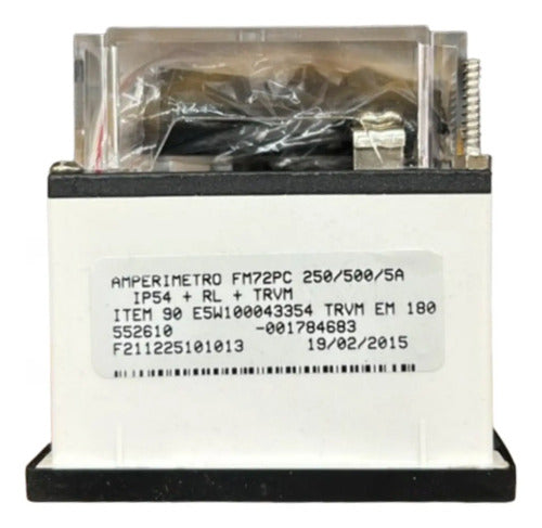 Amperímetro Fm72pc 250/500/5a Travamento Em 180a Ip54 Kron