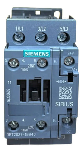 Contator Tripolar 32a 24vcc 1na+1nf 3rt2027-1bb40 Siemens 24vcc