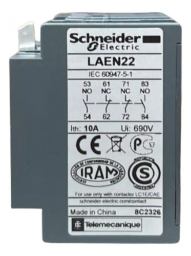 Kit Com 2 Peças: Contato Auxiliar 2na+nf Laen22 Schneider 2na 2nf