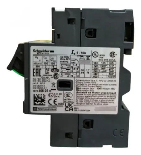 Disjuntor Termomagnético 6-10a Gv2me14 Schneider (novo) 690v 50-60 Hz