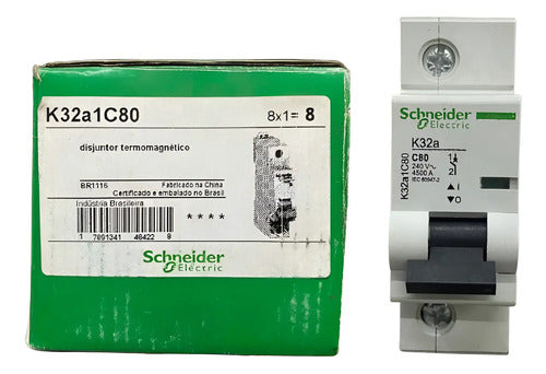 Kit Com 2 Peças: Disjuntor 1p 80a K32a1c80 Schneider