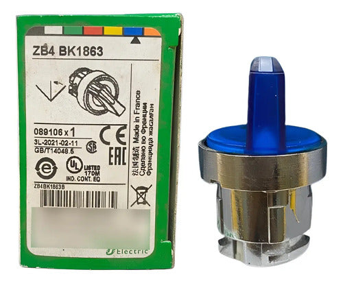 Cabeçote Para Chave Seletora Ø22mm 3 Pos Zb4bk1863 Schneider Azul