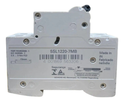 Kit Com 2: Disjuntor 2p 20a Curva C 5sl1220-7mb Siemens
