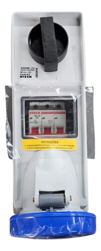 Tomada Sob Surelock S5209d 32a 200/250v 9h 3p + N + T Steck Azul