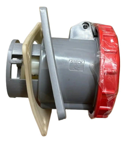 Tomada De Embutir 2p+t 63a 440v 9h Vermelho S3549 Steck Vermelho
