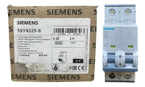 Disjuntor 5sy4225-8 400v 10ka 25a 2p Curva D Siemens