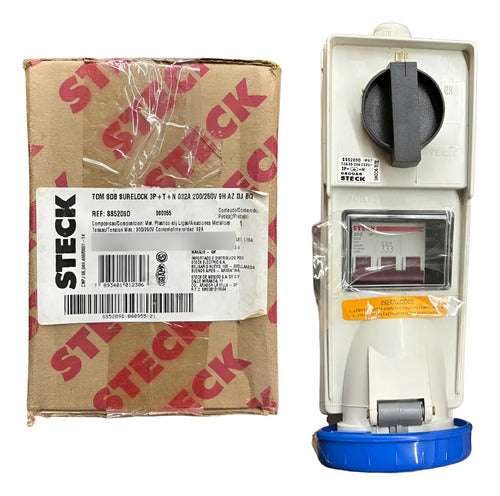 Tomada Ss5209d 3p+t+n 32a 200/250v 9h Azul Dj Bq Steck Azul