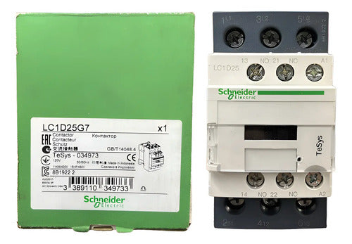 Contator 3p 25a 120v 1na+1nf Lc1d25g7 Schneider 120v