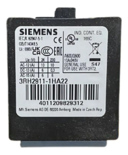 Bloco De Contato Auxiliar 2na+2nf 3rh2911-1ha22 Siemens -