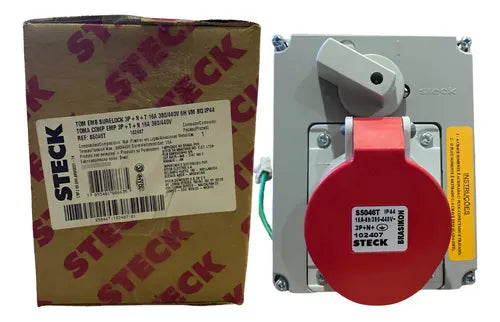 Tomada Emb 3p+n+t 16a 380/440v 6h Vm S5046t Steck Vermelho