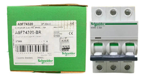 Mini Disjuntor Acti9 Ic60n 3p 20a Curva C A9f74320 Schneider