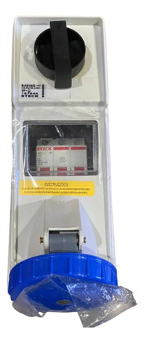 Tomada Sob Surelock 3p+t 32a 200/250v 9h Dj Bq S4209d Steck  Azul