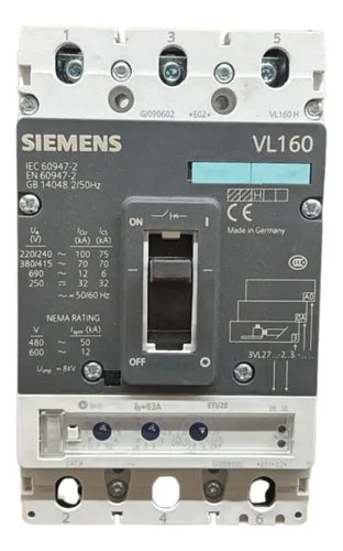 Disjuntor Tripolar 63a 3vl2706-2se33-0aa0 Siemens