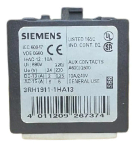 Bloco De Contato Auxiliar 1na+3nf 3rh1911-1ha13 Siemens -